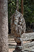 Banteay Kdei temple - cruciform terrace with naga-balustrades and lions before east gopura III.